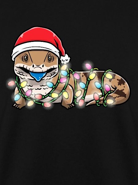Blauzungenskink Eidechse Mit Weihnachtsbeleuchtung