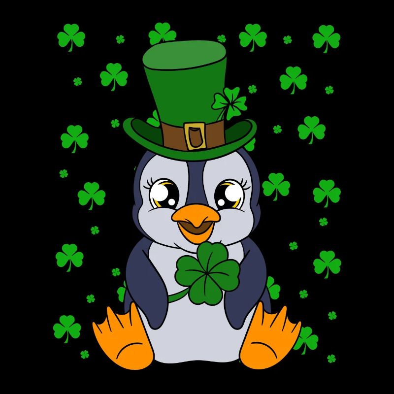 Manchot mignon Trèfle Saint-Patrick Pingouin