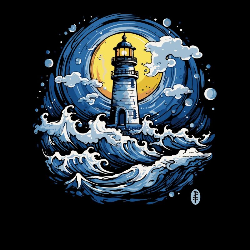 Tsunami Waves Lighthouse