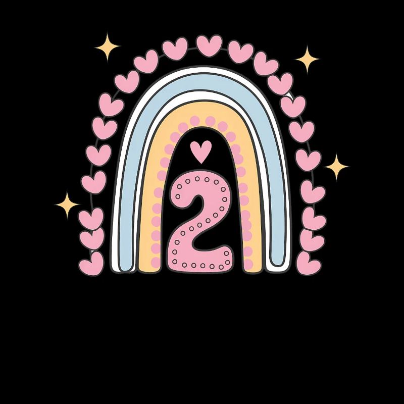 Coeur mignon 2e anniversaire et design arc-en-ciel