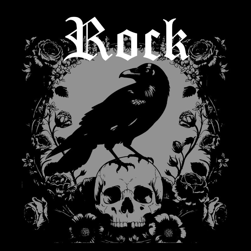 Stein mit Raben- und Totenkopf-Design