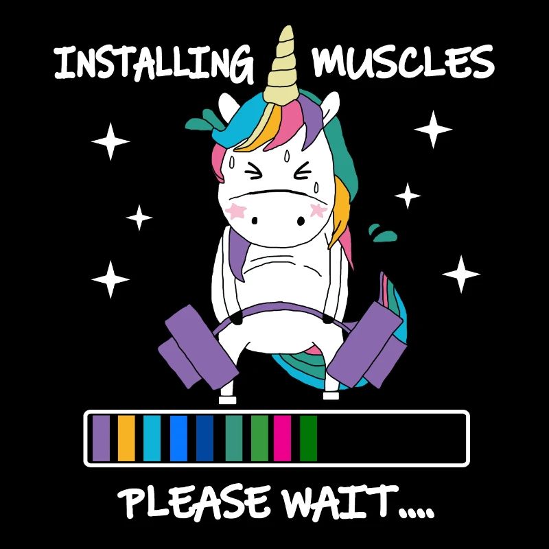 Installing Muscles Please Wait Shirt Funny Unicorn