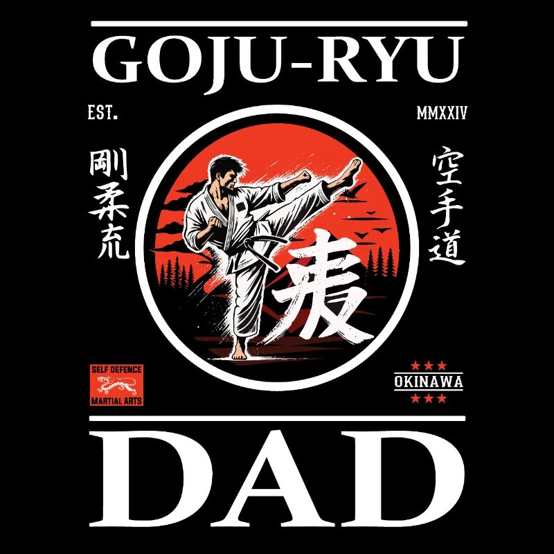 Goju-Ryu Karate Dad Design mit Karateka und Kanji