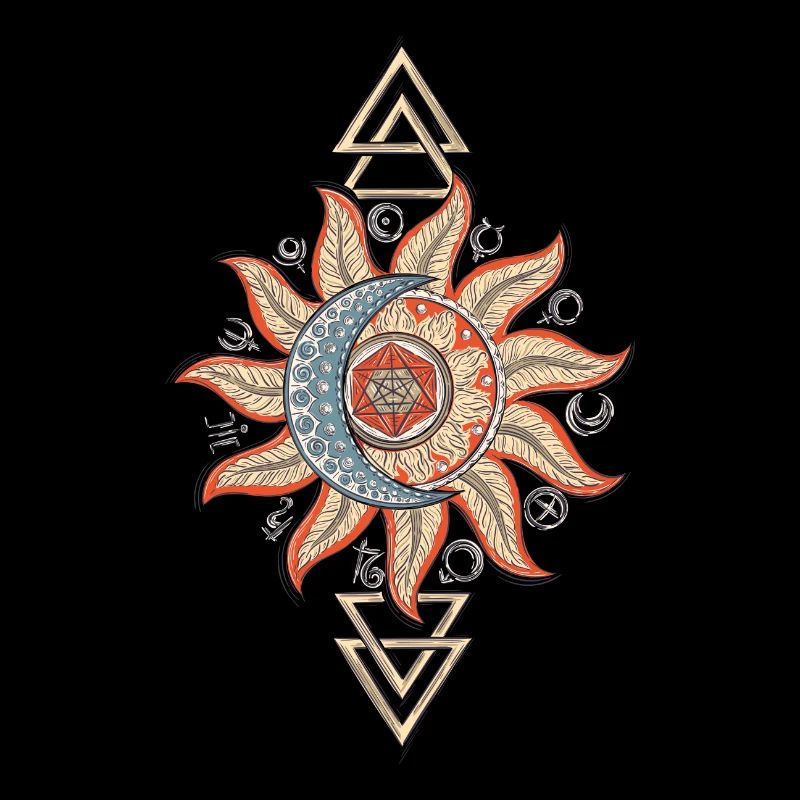 Sun moon hexagram triangle planet symbol