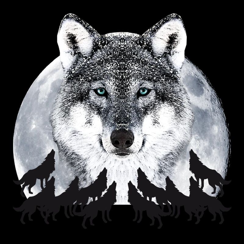 Wolf VollMond Pack Leader Rudelführer Dein Text