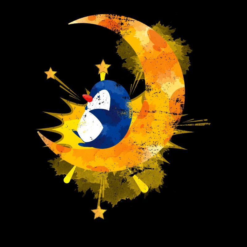 Moon Sleeping Animal Motif Penguin