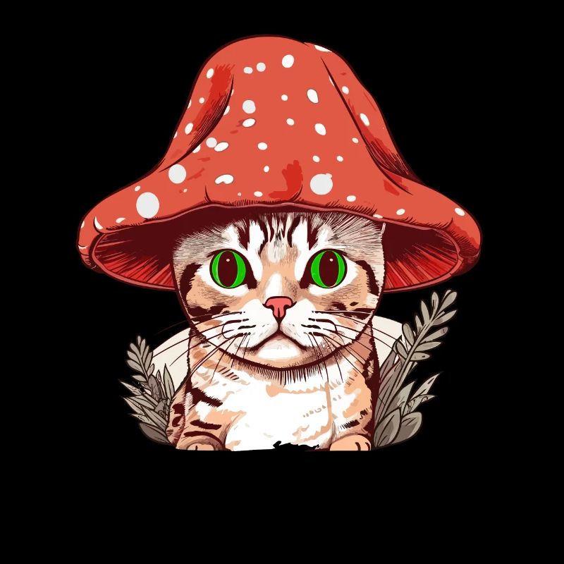 Cottagecore Aesthetic Cat with Mushroom Hat