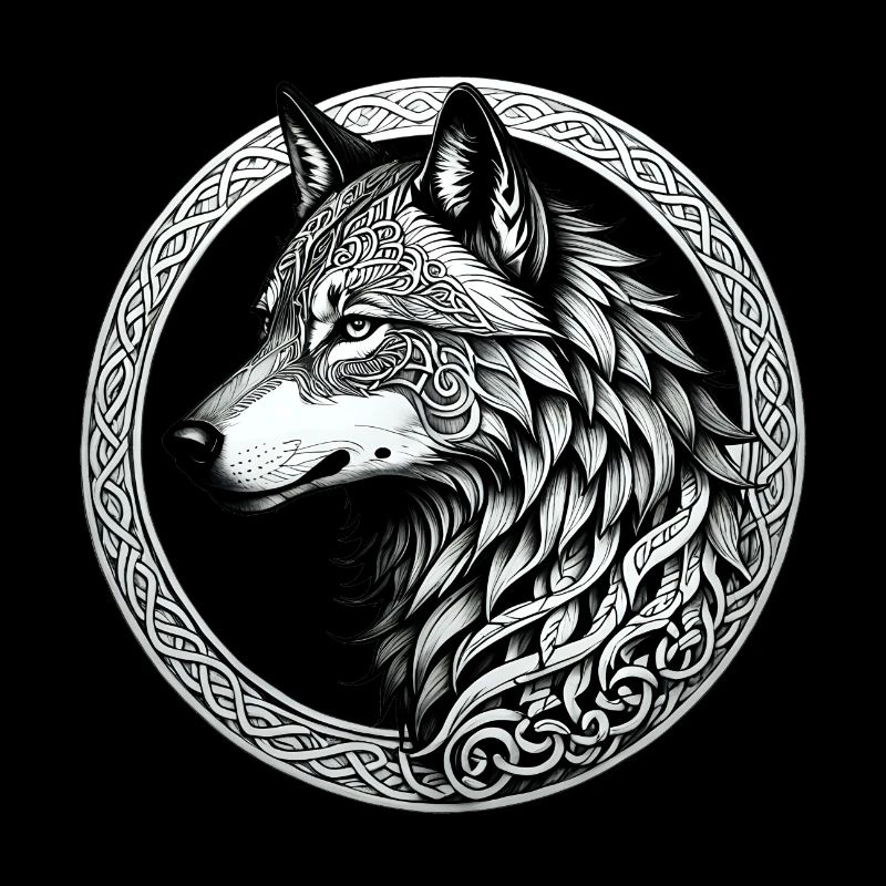 Wolf mit keltischem Knoten 02