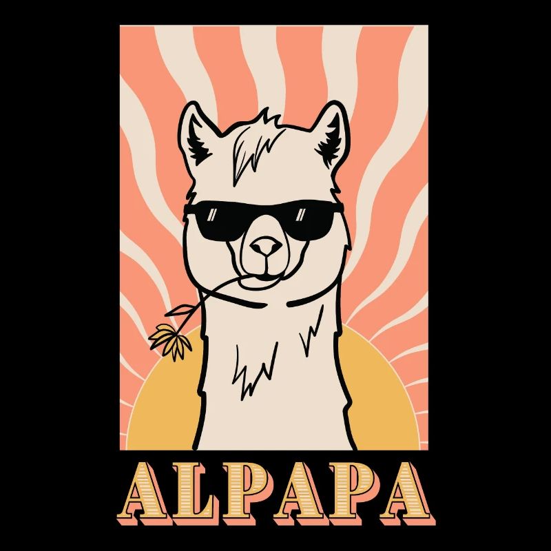 Alpapa - Cooles Retro Alpaka mit Sonnenbrille