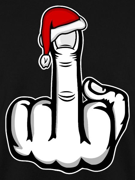 Weihnachten Mittelfinger mit Weihnachtsmütze