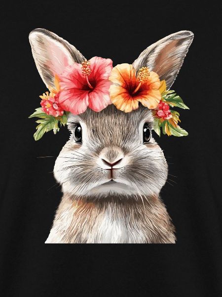 Rabbit with flower wreath