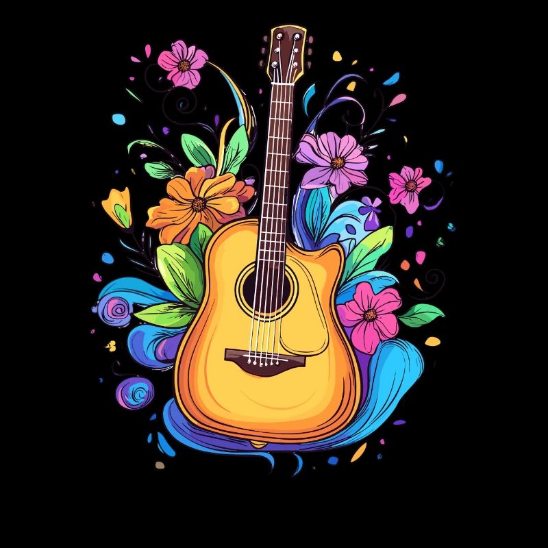 Gitarre mit Blumenornament