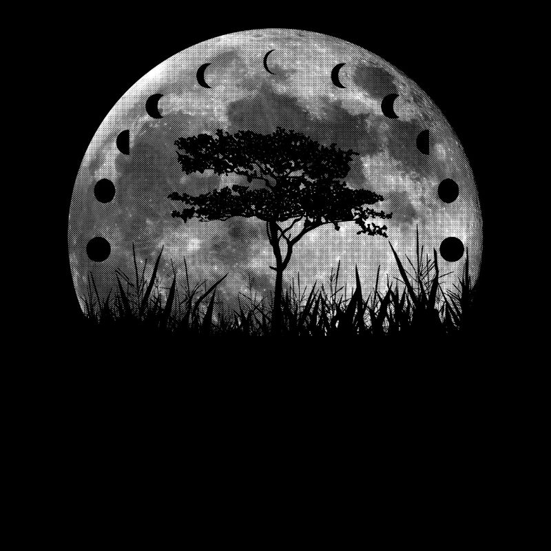 Arbre et phases de lune sur la lune
