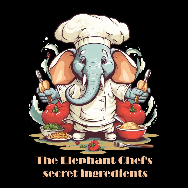 Kochender Elefant mit Schriftzug
