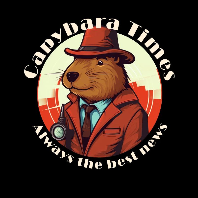 Reporter capybara guinea pig with lettering