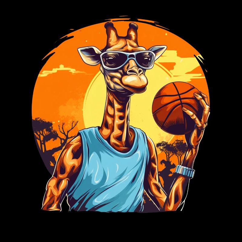 Giraffe spielt Basketball