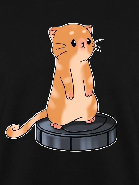 Katze mit Saugroboter Staubsauger