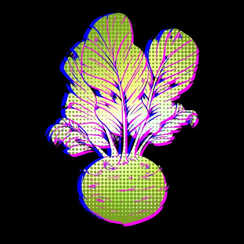 Retro Kohlrabi Gemüse Vegan