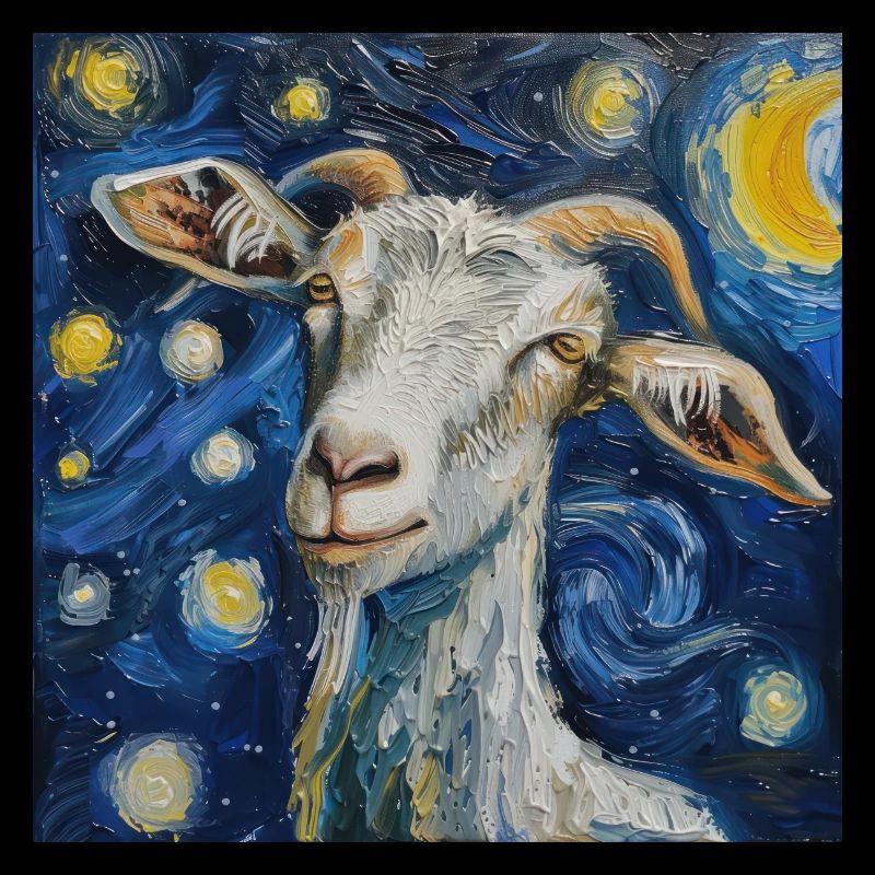 ziege, Van Gogh, Sternennacht