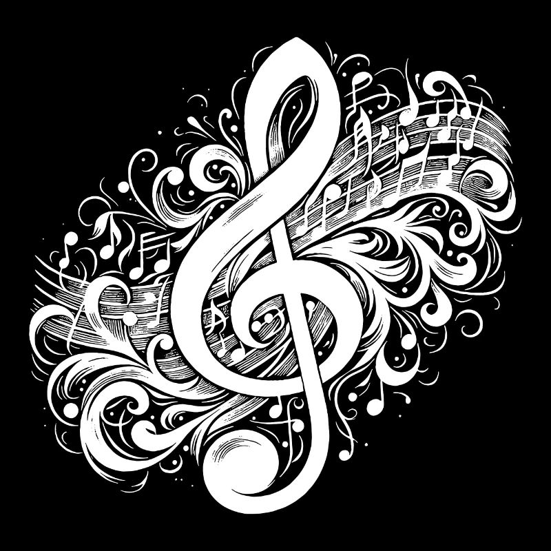 Clé de musique avec partitions vintage