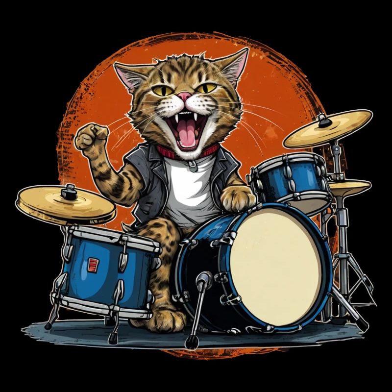 Metal Rock Cat Drummer 3