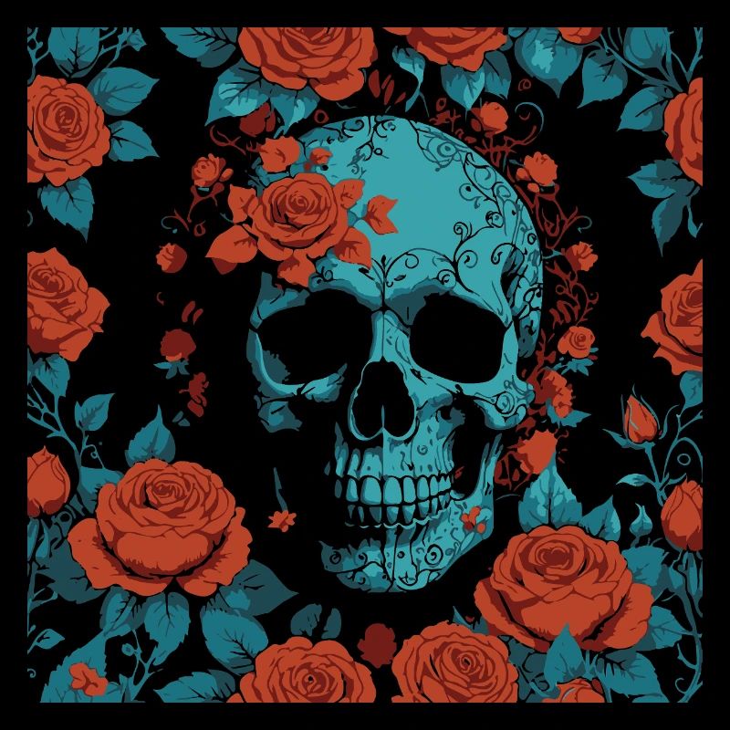 Totenkopf und Rosen