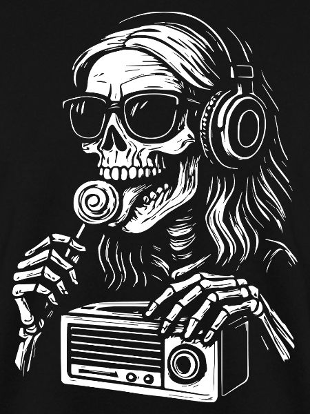 Skeleton-DJ Radio Black White
