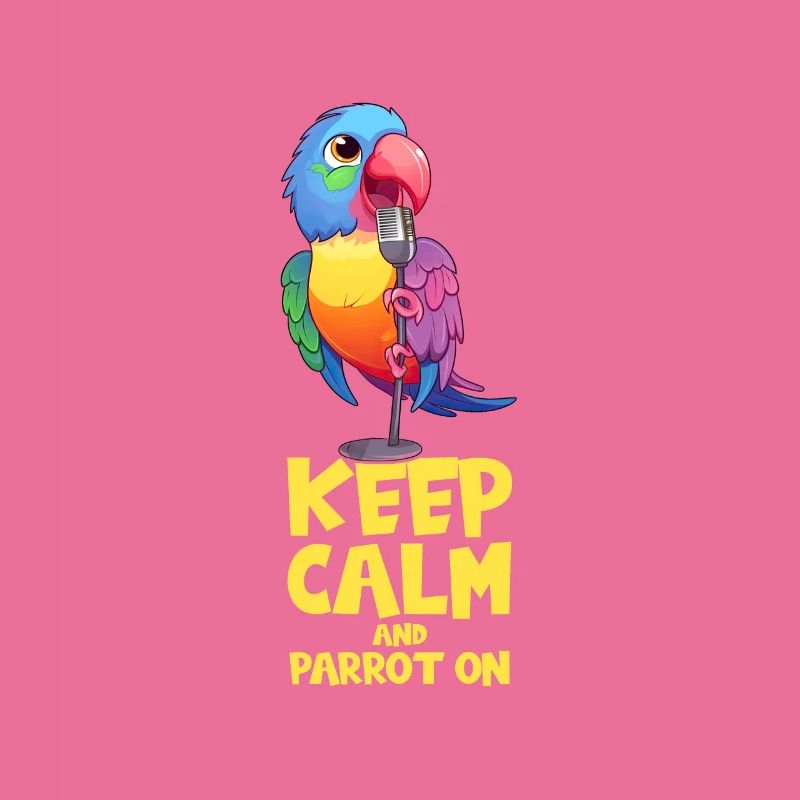 Keep Calm & Parrot On: Comic Parrot with Microphone