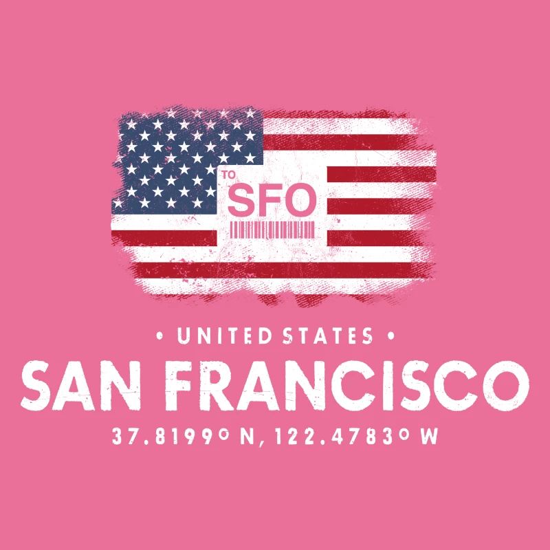 SAN FRANCISCO AIRPORT CODE ETATS-UNIS CADEAU DE DRAPEAU