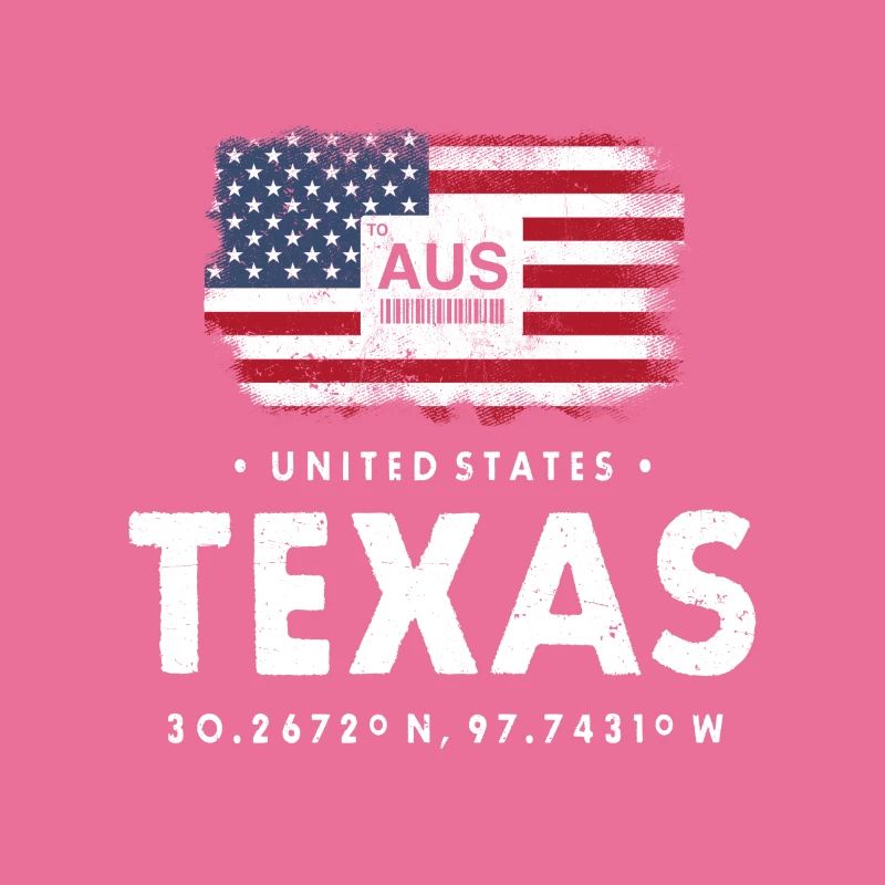 AUSTIN TEXAS AIRPORT CODE USA FLAG GIFT