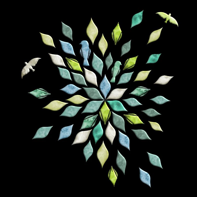 Feuilles et oiseaux en motif de fleurs