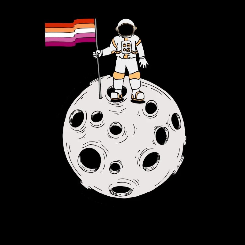 Astronaute lesbienne sur la lune Drapeau lesbien
