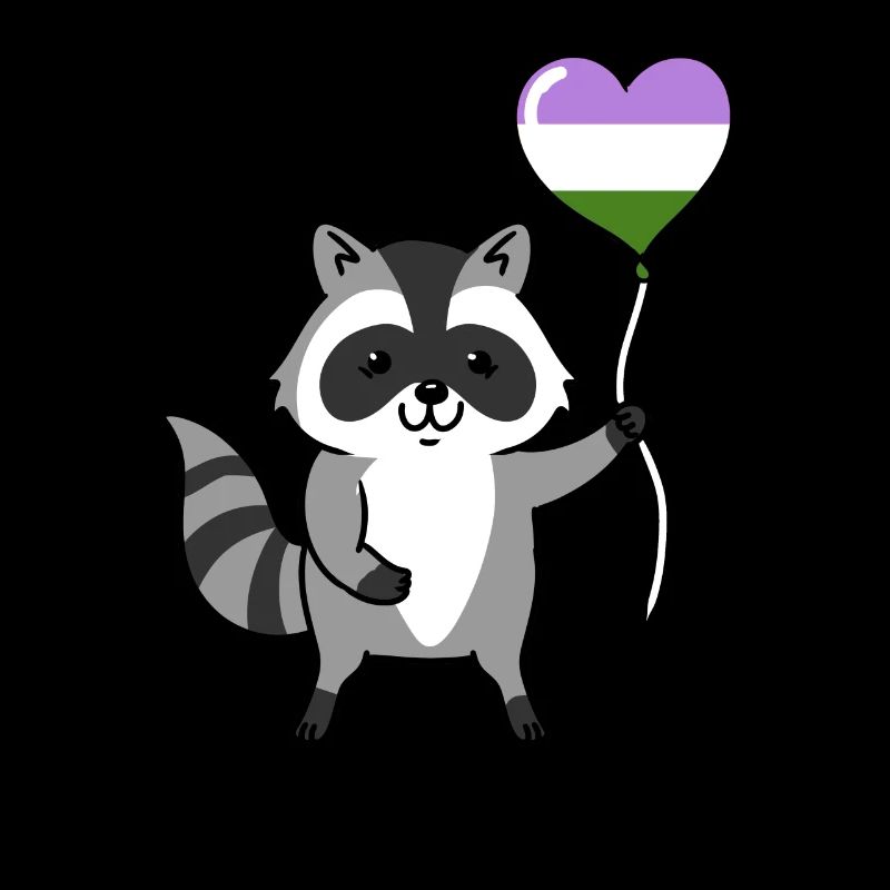 Waschbär Herzballon Genderqueer Pride