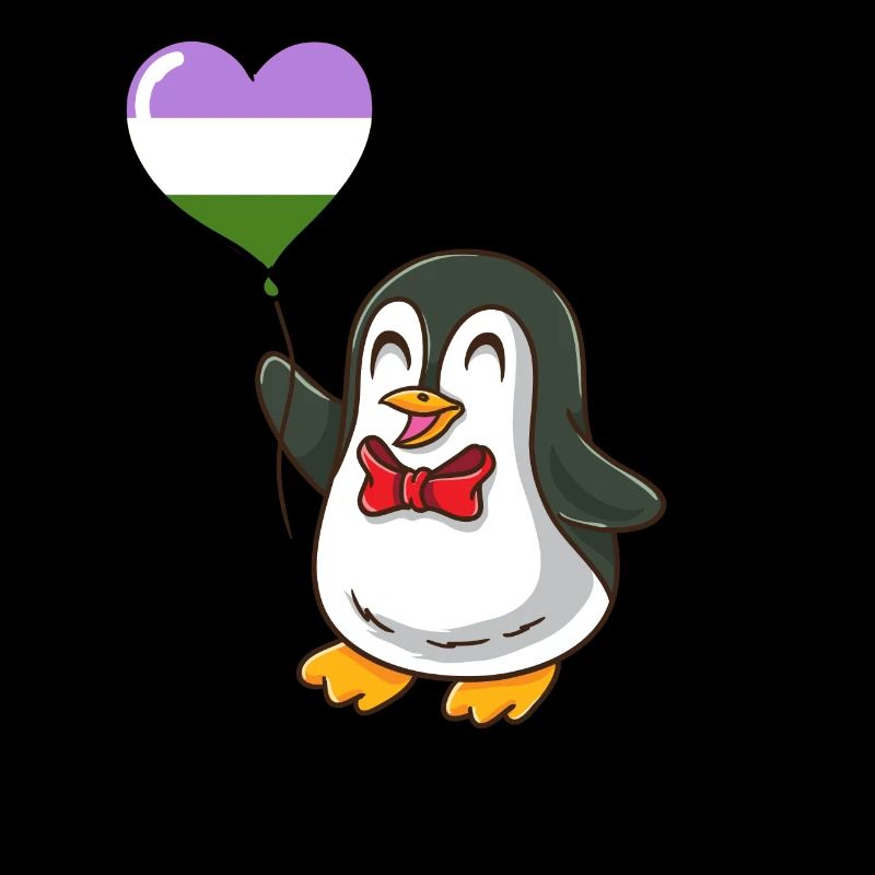 Pinguin Herzballon Genderqueer Pride
