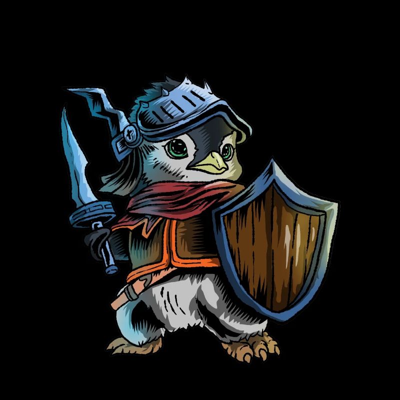 Ritter Pinguin Krieger Schwert Cavalier Rider Geschenk