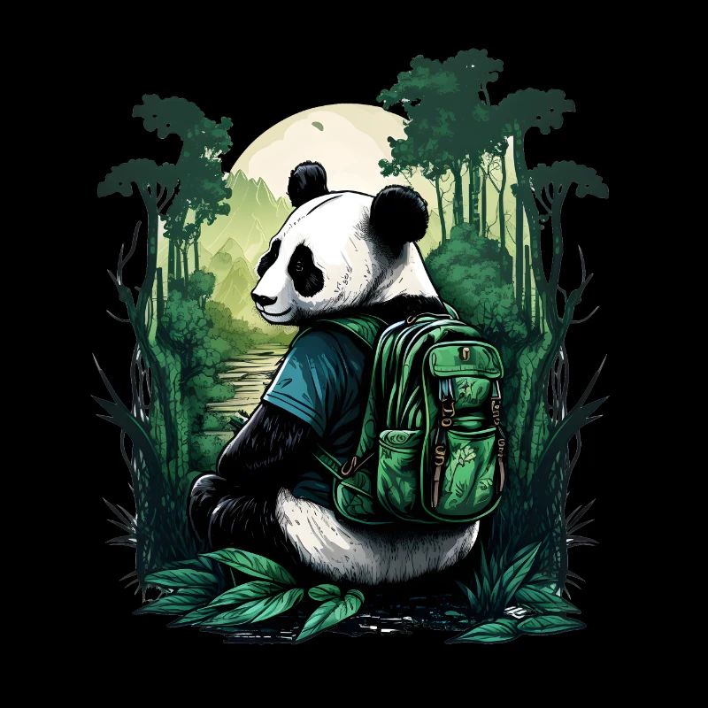 Cute panda with backpack