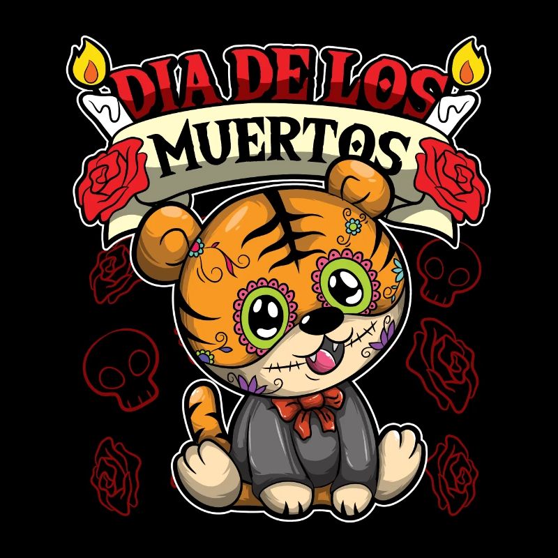 Dia De Los Muertos Animals Tiger