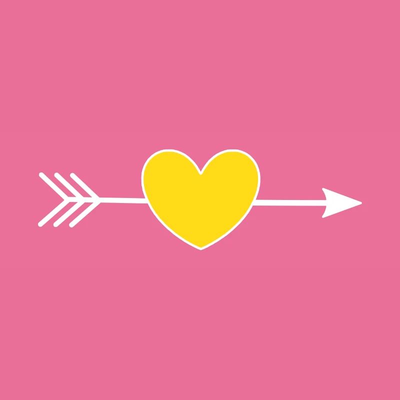 Coeur jaune avec flèche Saint-Valentin