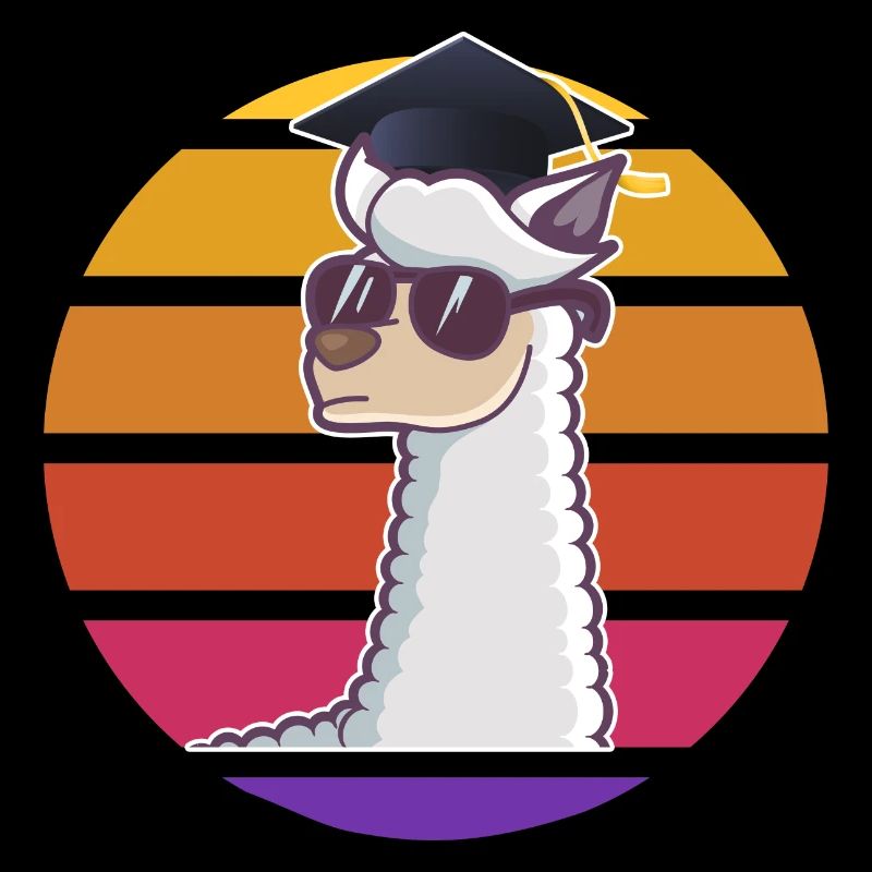 Lama Doktorhut Abschluss Retro Lama Promotion