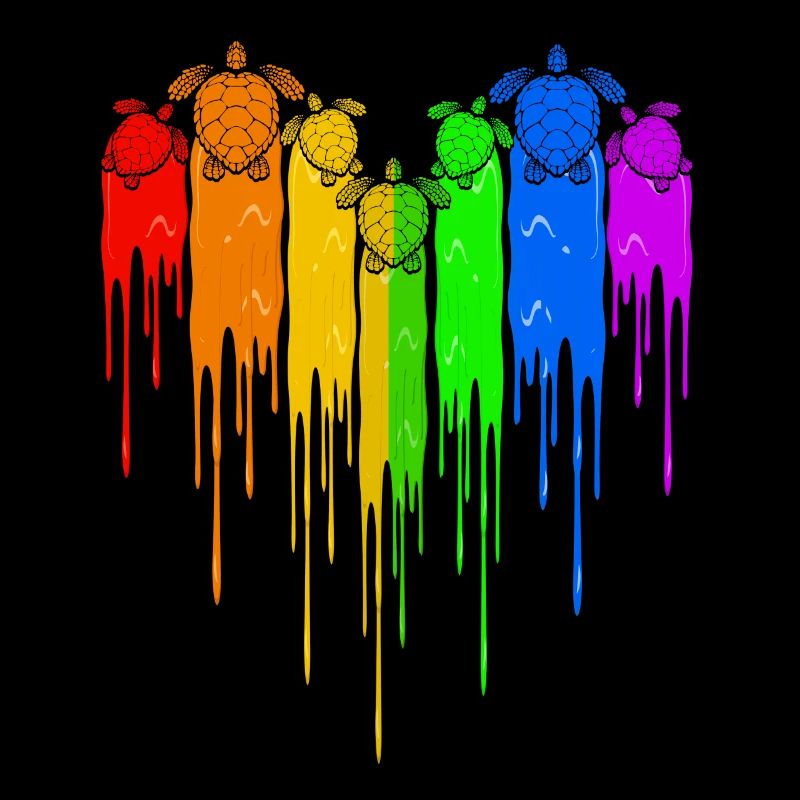 Turtles LGBT Rainbow Heart