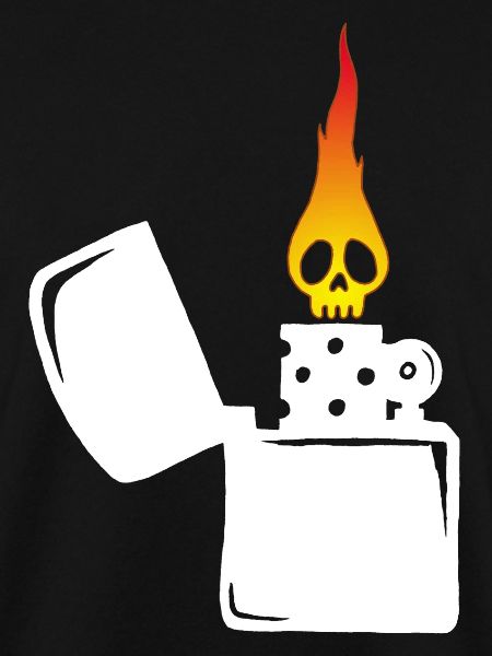 Flammenschädel und weißes Feuerzeug