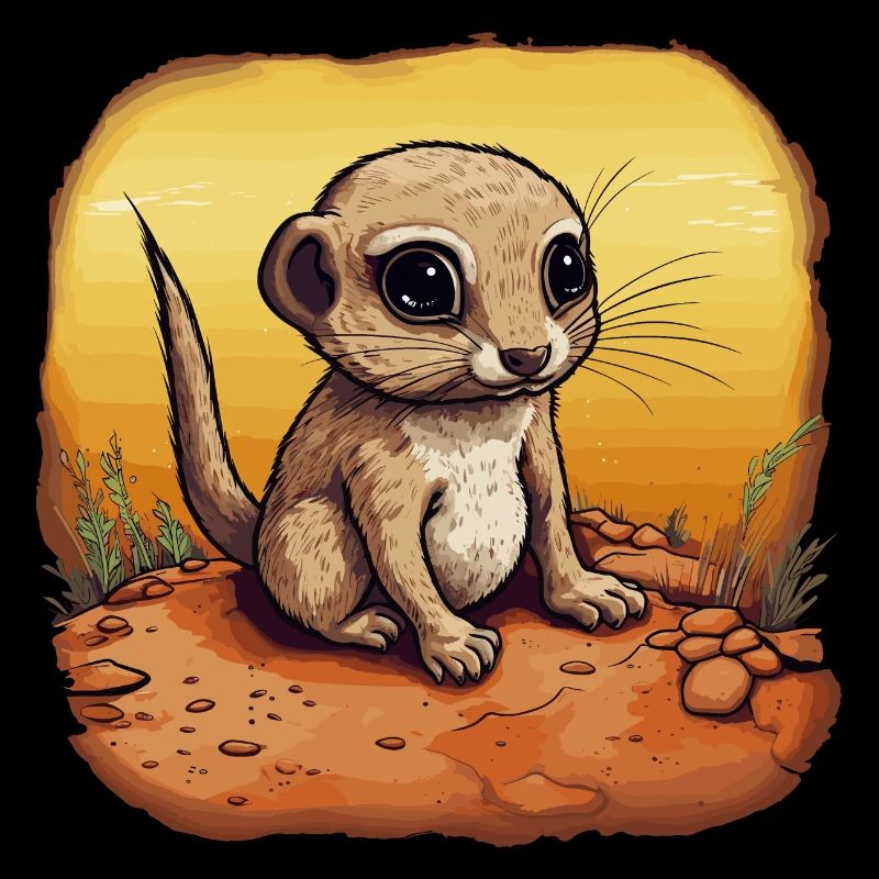 Suricate Bébé Mangouste Afrique Coucher de soleil