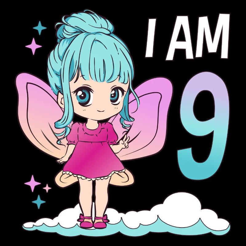 9. Geburtstag Fee Mädchen 9 Jahre alt Kawaii