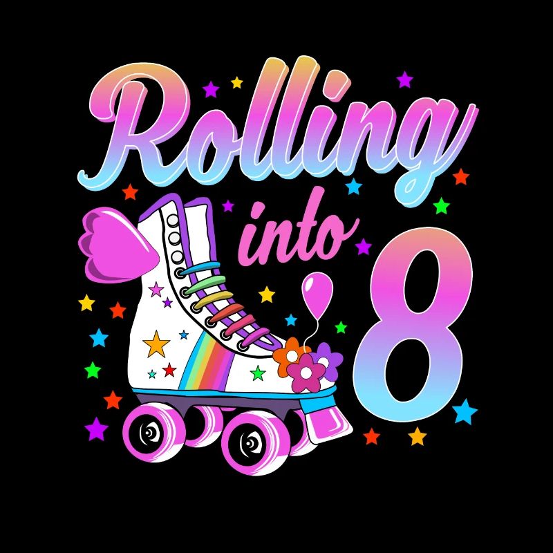Kinder Geburtstagsshirt 8. Geburtstag Rollschuhe