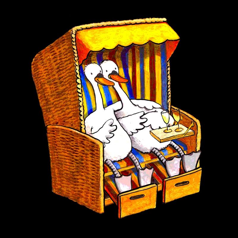 Cygnes dans une chaise de plage