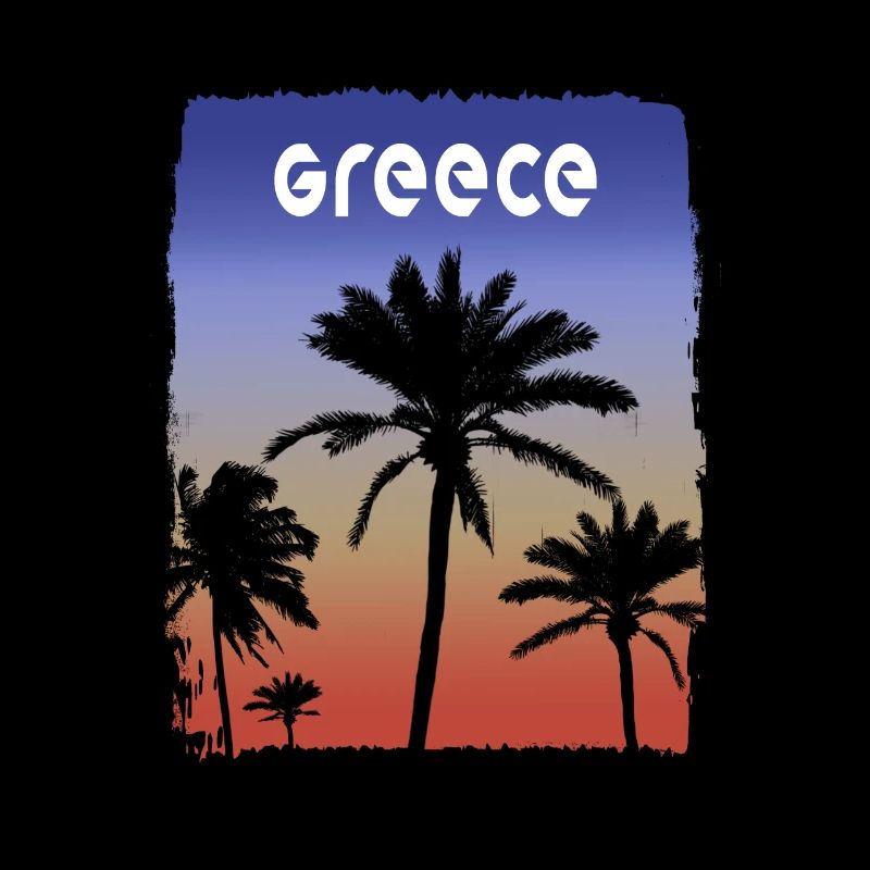 Grèce coucher de soleil vacances souvenir palmier