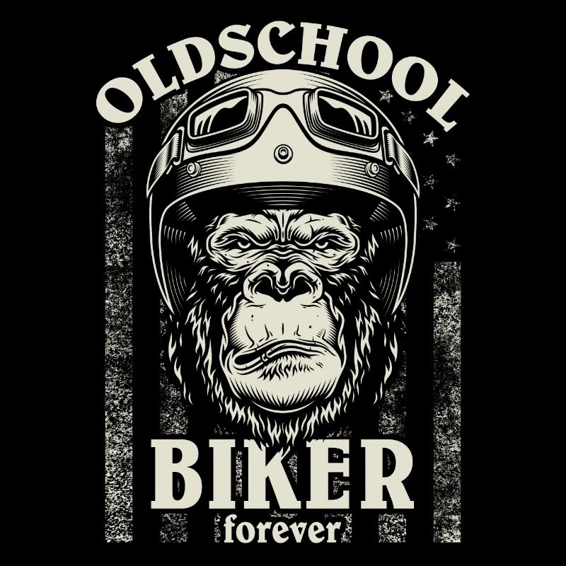 Old School Biker Forever I Gorilla Motorcycle Bike