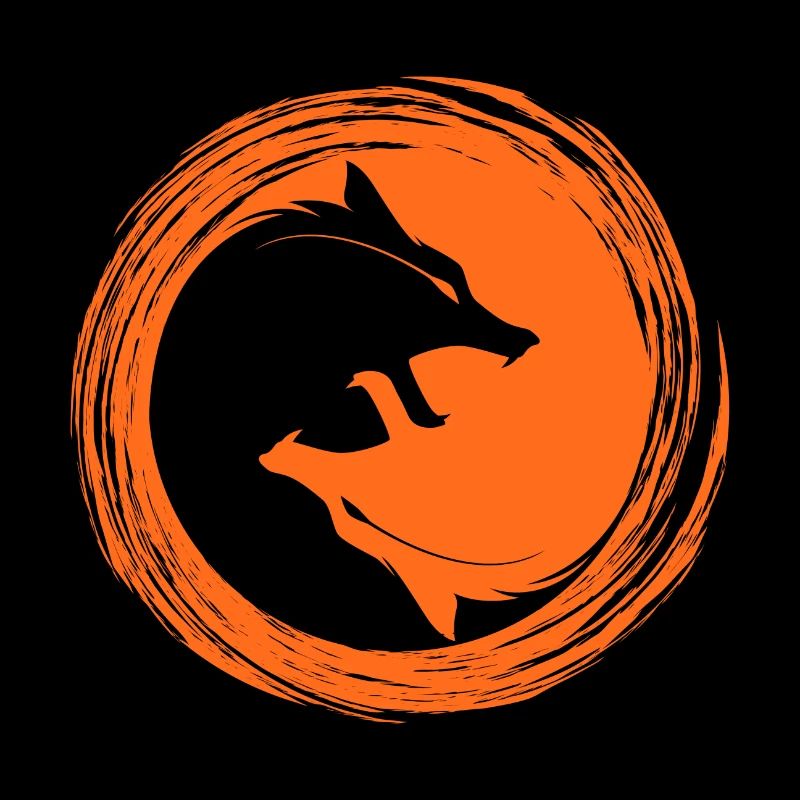 Yin Yang der Wölfe Wolfs Hunde Kunst Bild