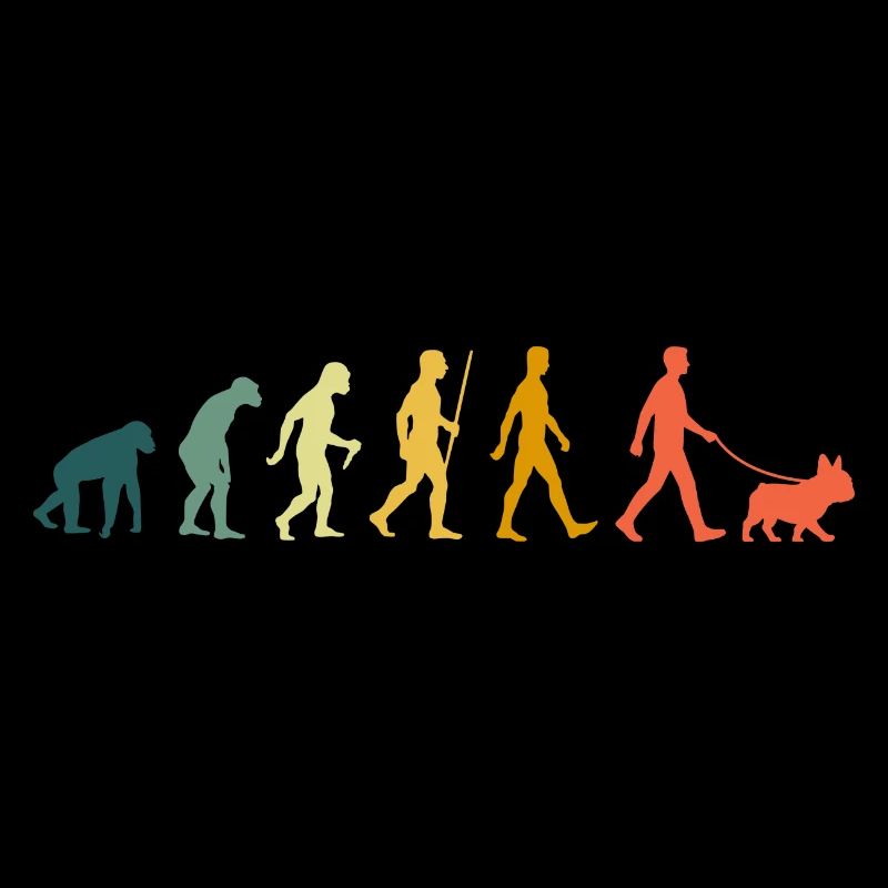 Retro Französische Bulldogge Evolution Gassi Gehen
