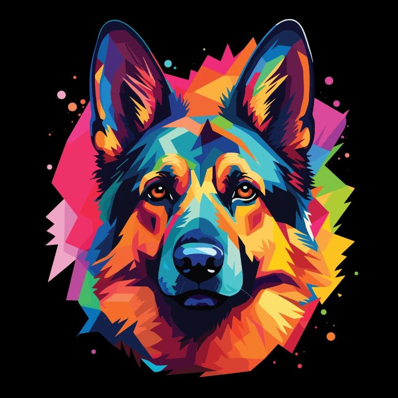 German Shepherd breed dog pop art style
